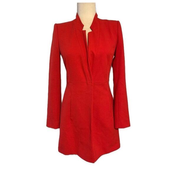 Zara Womens Solid Red Long Sleeve Jacket Xs 2373/293/600 - Picture 1 of 6